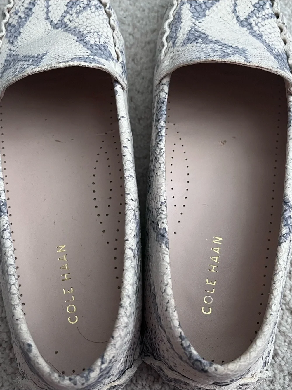 Cole Haan Women's Python Evelyn Leather Driver Loafers Sz 9